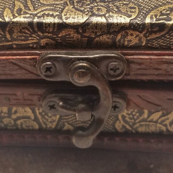 Wooden Treasure Chest Box W/Bronze Color Floral Antique Style Spiritual God Box - Picture 16 of 16